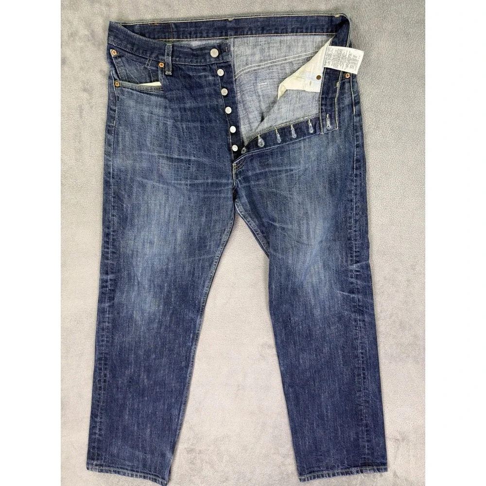 Levis 501XX Jeans Mens 36x32* Blue Straight Classic Medium Wash Denim Button Fly